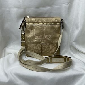 Coach Signature Stripe studded crossbody